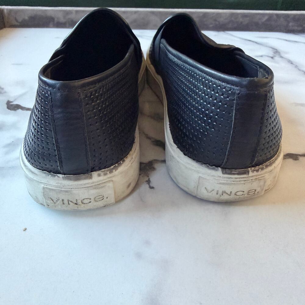 Vince Blair Black Perforated Leather Slip-On Flats Size 8.5 - Picture 6 of 8